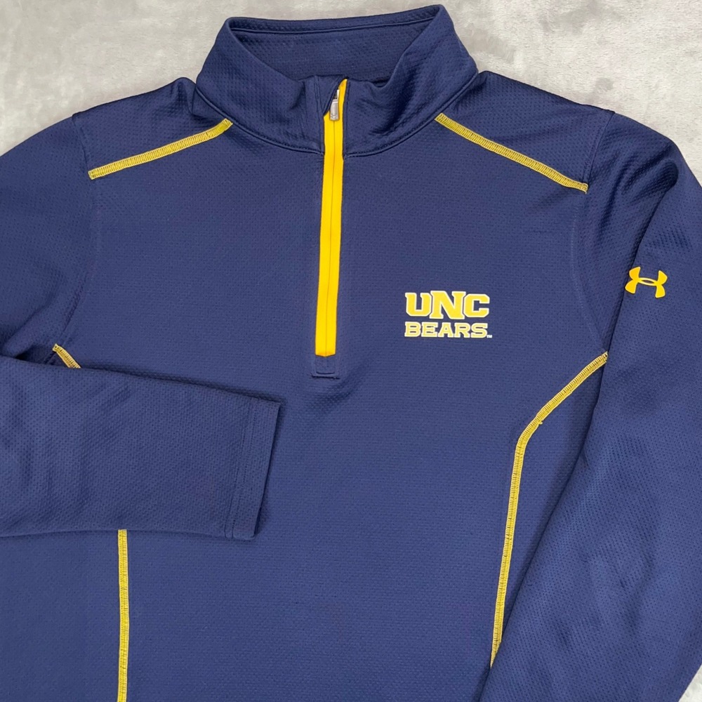 UNC BEARS UNDER ARMOUR 1/4 Zip Pullover‎ Men's Medium Navy Long Sleeve Gold Logo